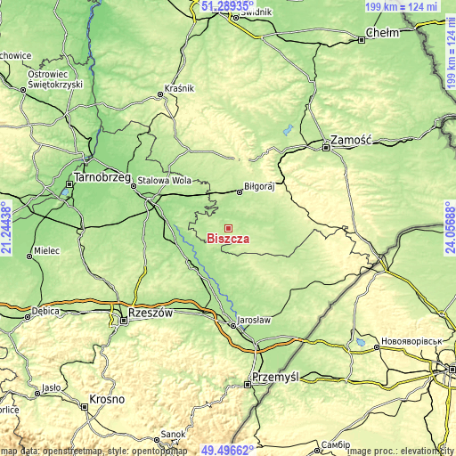 Topographic map of Biszcza