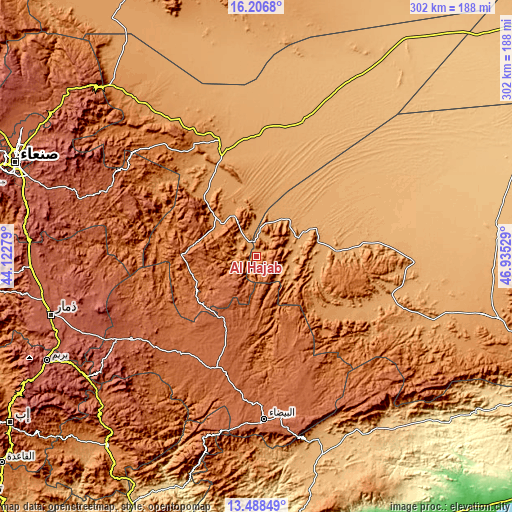 Topographic map of Al Ḩajab