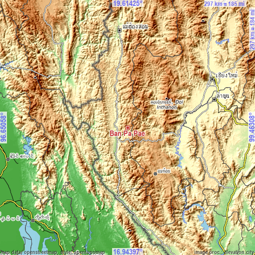 Topographic map of Ban Pa Pae