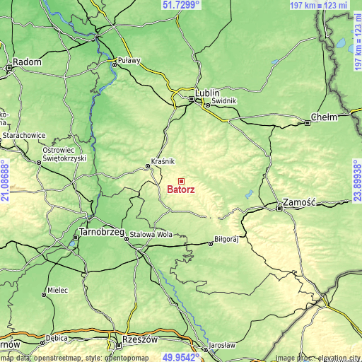 Topographic map of Batorz