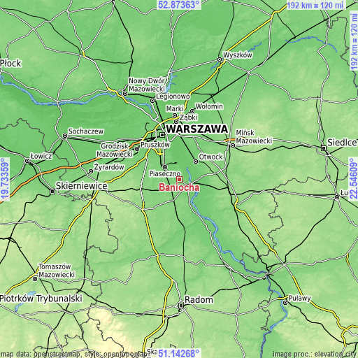 Topographic map of Baniocha