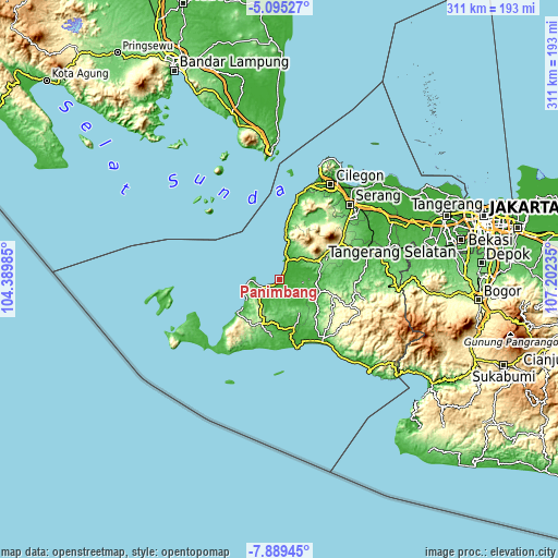 Topographic map of Panimbang