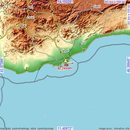 Topographic map of At Tawāhī