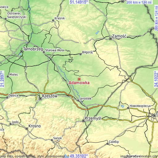 Topographic map of Adamówka