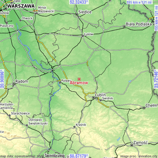 Topographic map of Abramów