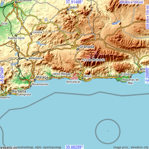 Topographic map of Jete