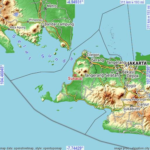 Topographic map of Sukacai