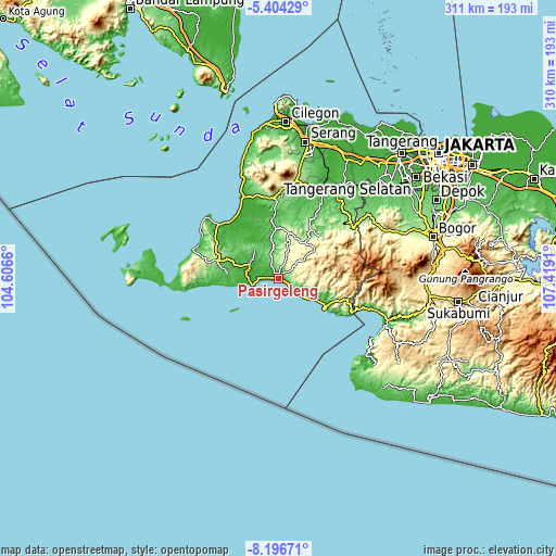 Topographic map of Pasirgeleng