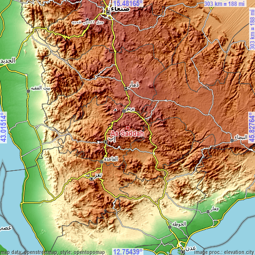 Topographic map of As Saddah