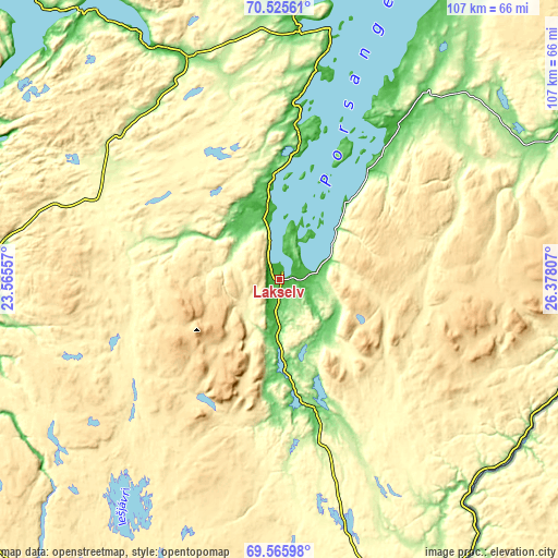 Topographic map of Lakselv