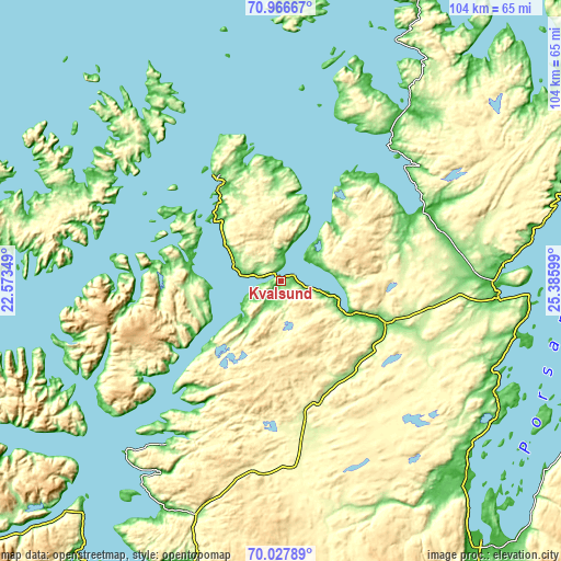 Topographic map of Kvalsund