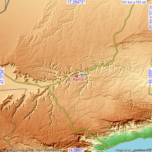 Topographic map of Al Ḩamdī