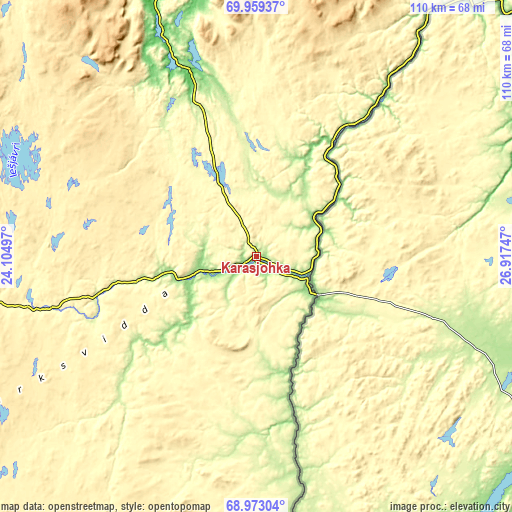 Topographic map of Kárášjohka