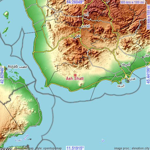 Topographic map of Ash Shaţţ