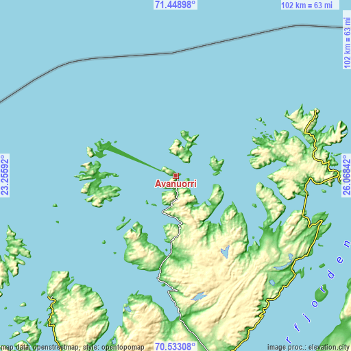 Topographic map of Ávanuorri