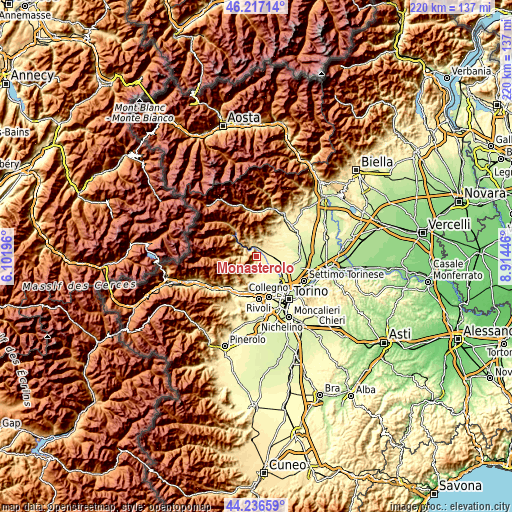 Topographic map of Monasterolo