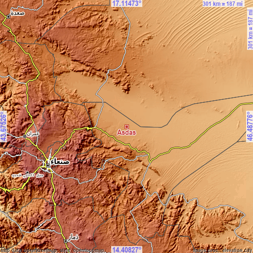 Topographic map of Asdās