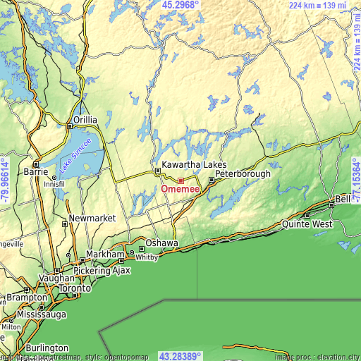 Topographic map of Omemee