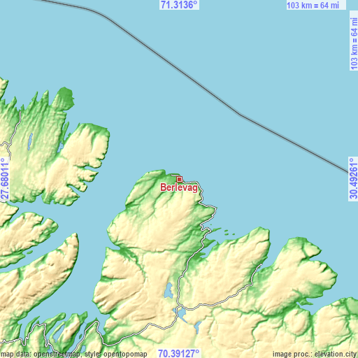 Topographic map of Berlevåg