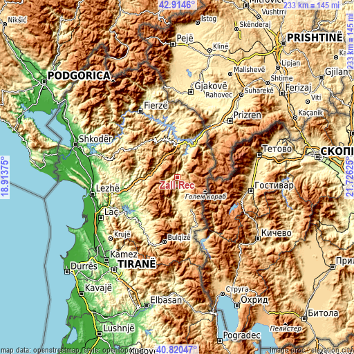 Topographic map of Zall-Reç