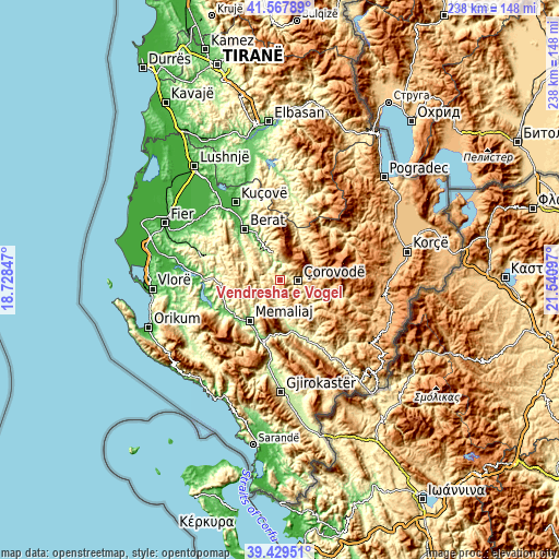 Topographic map of Vendresha e Vogël