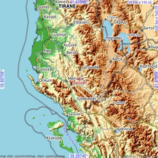 Topographic map of Topojan