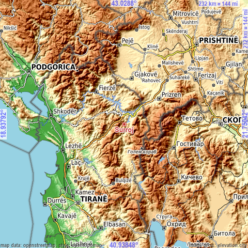 Topographic map of Surroj