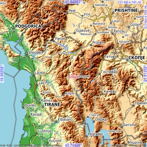 Topographic map of Sllovë