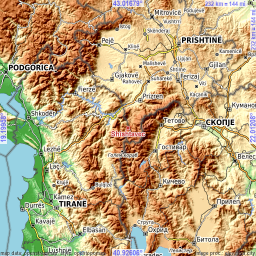 Topographic map of Shishtavec