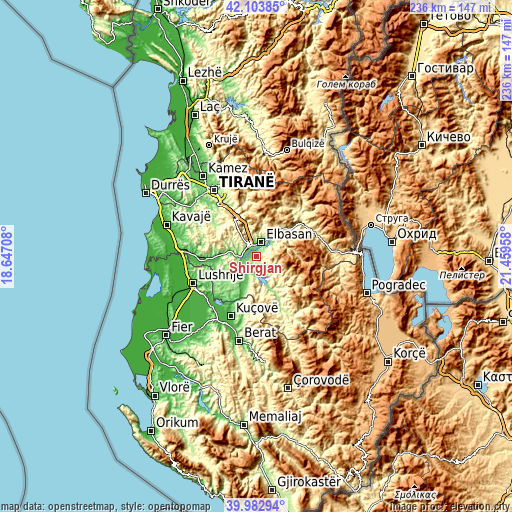 Topographic map of Shirgjan