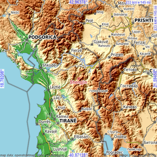 Topographic map of Shëngjin