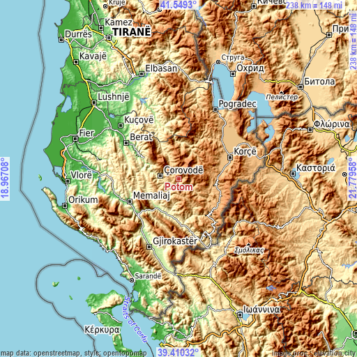 Topographic map of Potom