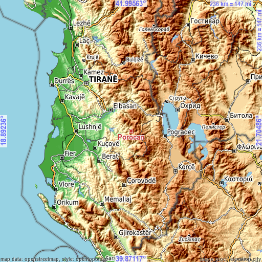 Topographic map of Poroçan