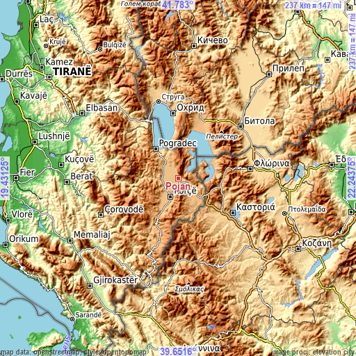 Topographic map of Pojan