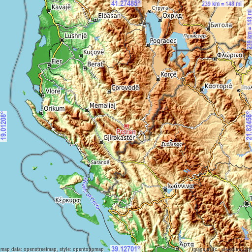 Topographic map of Petran