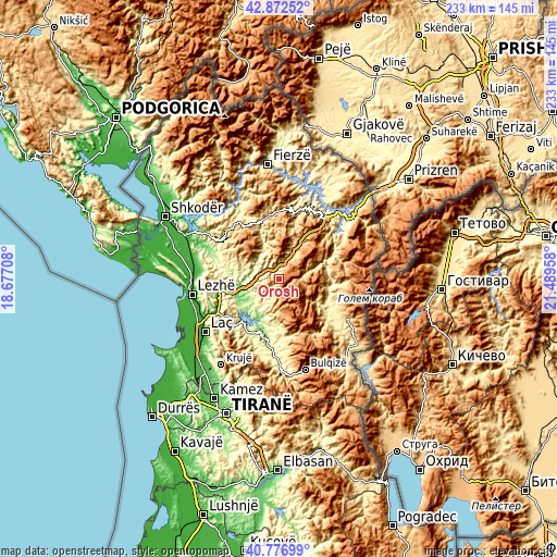 Topographic map of Orosh