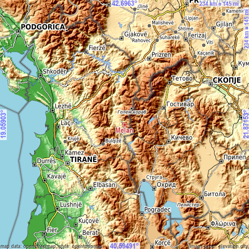 Topographic map of Melan