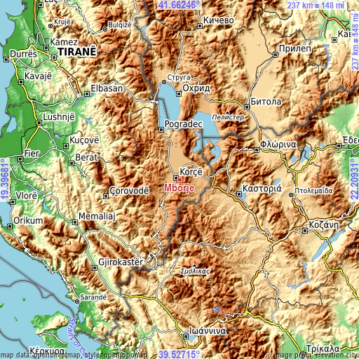 Topographic map of Mborje