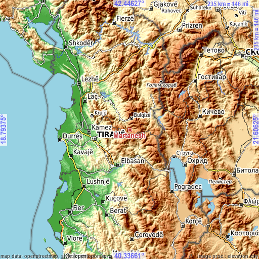 Topographic map of Martanesh