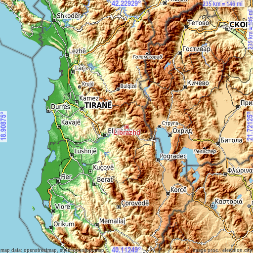 Topographic map of Librazhd