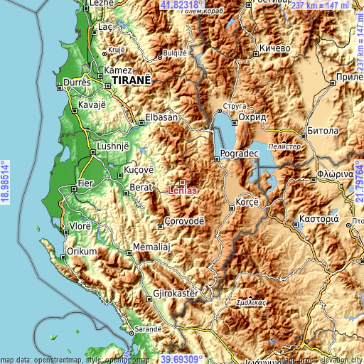Topographic map of Lenias