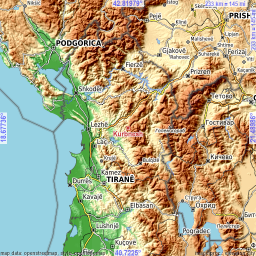 Topographic map of Kurbnesh