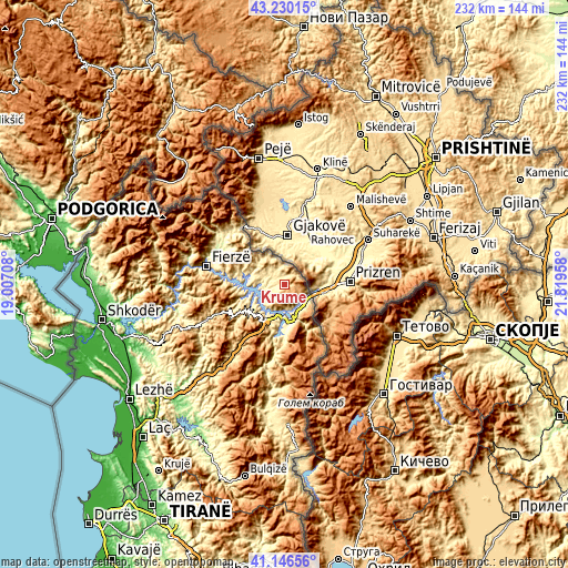 Topographic map of Krumë