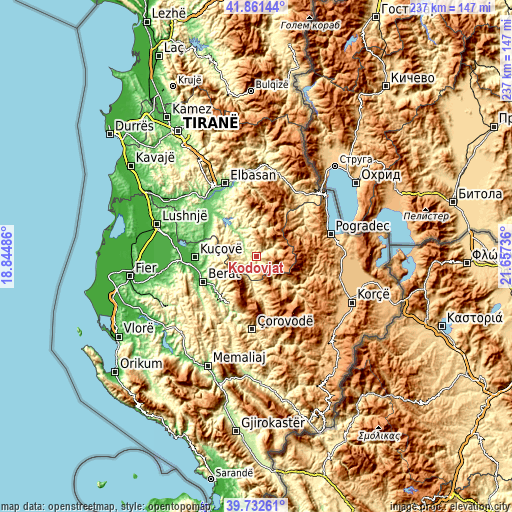 Topographic map of Kodovjat