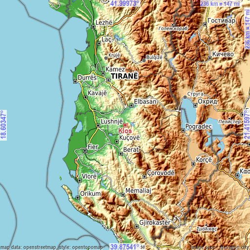 Topographic map of Klos