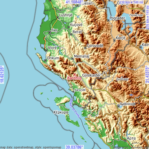 Topographic map of Kardhiq