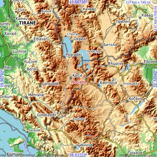 Topographic map of Hoçisht