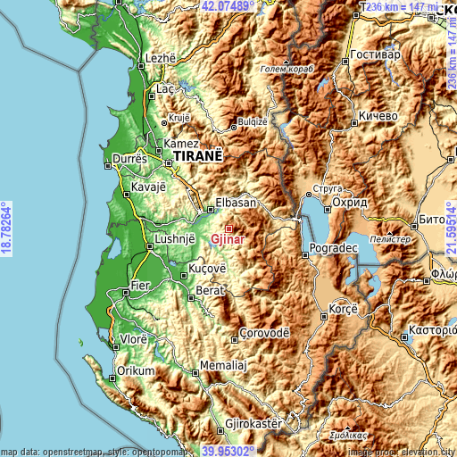 Topographic map of Gjinar