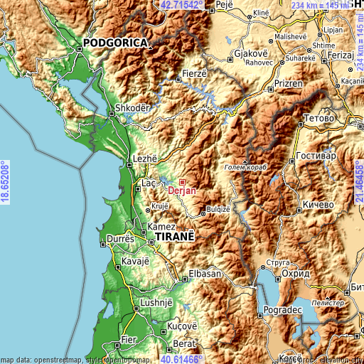 Topographic map of Derjan