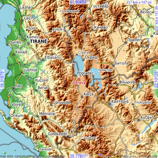 Topographic map of Cerava